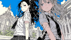 制服姿の女子高生：友達と通学