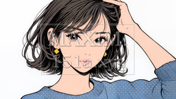 髪をかきあげている（なでている）若い女性｜8784982-12084