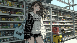 スーパーマーケットで買い物をしている若い女性 | 7865349-15795