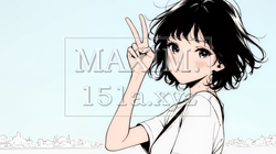 笑顔でピースサインを見せる若い女性（シンプルな色使い） | 7866302-14243