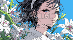 ユリの花と若い女性 | 7872538-9797