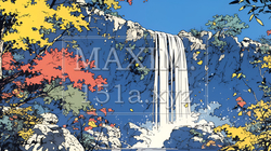 滝のある渓谷の紅葉 | 7884678-5816