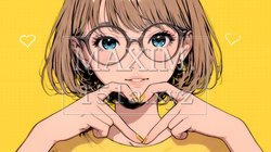 手指でハートサインを作っている若い女性 | 7895099-8375