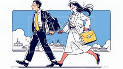 定時退社で帰宅を喜ぶ会社員｜ワークライフバランスと働き方改革のビジネスイメージ | 7901288-17351