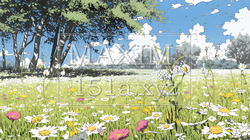 花が咲き乱れる春の野原 | 7904800-17023