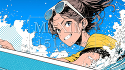 ライフセーバーもしくは南国の海で晴れた日にサーフィンをしている若い女性