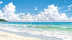 夏の海と空と白い浜辺 | 7905277-8318