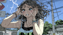 雷にひどく怯えている若い女性。 | 7905479-9583