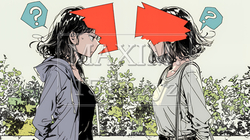 互いに相手の意見を十分に理解できないまま対話を続ける二人のビジネスウーマン | 7914936-8909