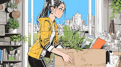 引っ越しの荷造り・荷解きをしている若い女性 | 7930075-14930