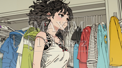 クローゼットを開いて着替えをしようとしている若い女性 | 7941118-6756