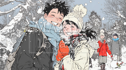 雪の日に家族で仲良く散歩に出かけている | 7950731-7551
