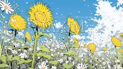 満開のひまわりと真夏の青空｜7983856-9069