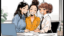 企業内グループミーティングをしている女性たち | 7976051-6573