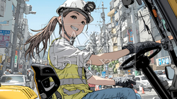 建設現場で重機を操作する若い女性 | 7988843-16980