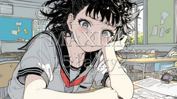 パニック状態の制服を着た女子高生 | 7998595-10462
