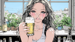 ビールを飲んでいる女性 | 8017372-12388