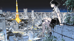 都市の夜景を眺めている女性 | 8032812-13025