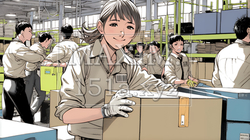 倉庫で配送作業をしている人たち｜8054702-12459