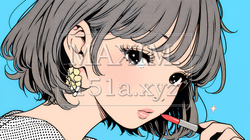 化粧をしている（口紅をつけている）若い女性 | 806119-8557