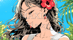ハイビスカスと若い女性｜8233375-8699
