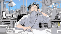 夜遅くまで残業するビジネスマン｜疲れた表情でパソコン作業をする会社員のビジネスイメージ | 807146-17215