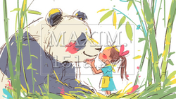 さようなら・元気でね！わたしたちのパンダ（クレヨン＋水彩画風） | 8077392-9158
