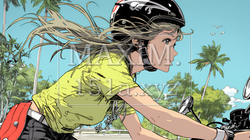 バイクに乗っている若い女性 | 8077621-9823