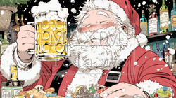 豪快にビールを飲んでいるサンタクロース | 8087163-13262