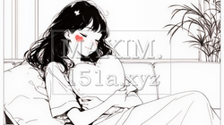ソファでクッションを抱えてくつろぐ若い女性（シンプルな色使い） | 8088882-16787