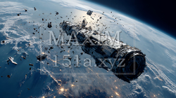 デブリと衝突して破損した人工衛星｜8080755-13363