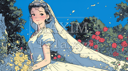 白いウェディングドレスを着ている花嫁：ジューンブライド | 8090862-8790