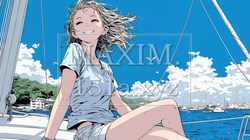 ヨットに乗っている若い女性 | 8094856-10251
