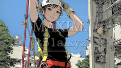 高所で作業をしている女性作業員 | 8106069-13283