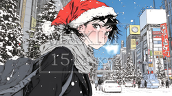 ホワイトクリスマスの街を歩く若い女性 | 8109233-6627