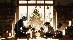 仲良し親子の楽しいクリスマス（シンプルな色使い） | 8109912-13648