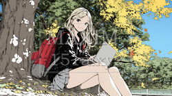 美しい紅葉の中でもPCを手放せない若い女性 | 8110853-6234