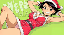 クリスマスファッションの若い女性