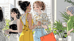 道端で会話を楽しむ若い主婦たち（ママ友たち） | 8157022-16841