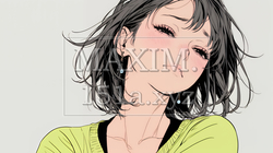 ため息をつく若い女性