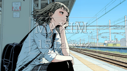 駅のホームで、なかなか来ない電車を待ちくたびれている若い女性 | 8161561-15567