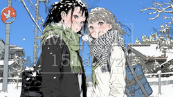 雪の日に友達と通学する女子高生 | 8165612-13073