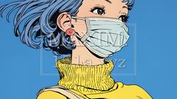 使い捨て不織布マスクをつけた若い女性 | 8175974-6208