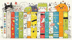 みんな本が大好き：読書週間や読書を促すためのかわいい挿絵・背景画 | 8182259-5394