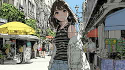 休みの日、自宅の近所を散歩している若い女性