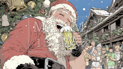 豪快にビールを飲んでいるサンタクロース | 8197776-13255