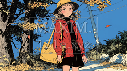 紅葉の小径を歩く少女 | 8199350-5882