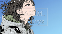 秋空を眺める若い女性のイラスト｜爽やかな秋・人物フリーイラスト｜8610200-18021