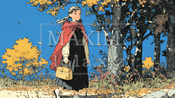 紅葉の小径を歩く若い女性 | 8212022-5866