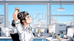 仕事の合間にストレッチ（伸び）をする女性 | 8236851-16703